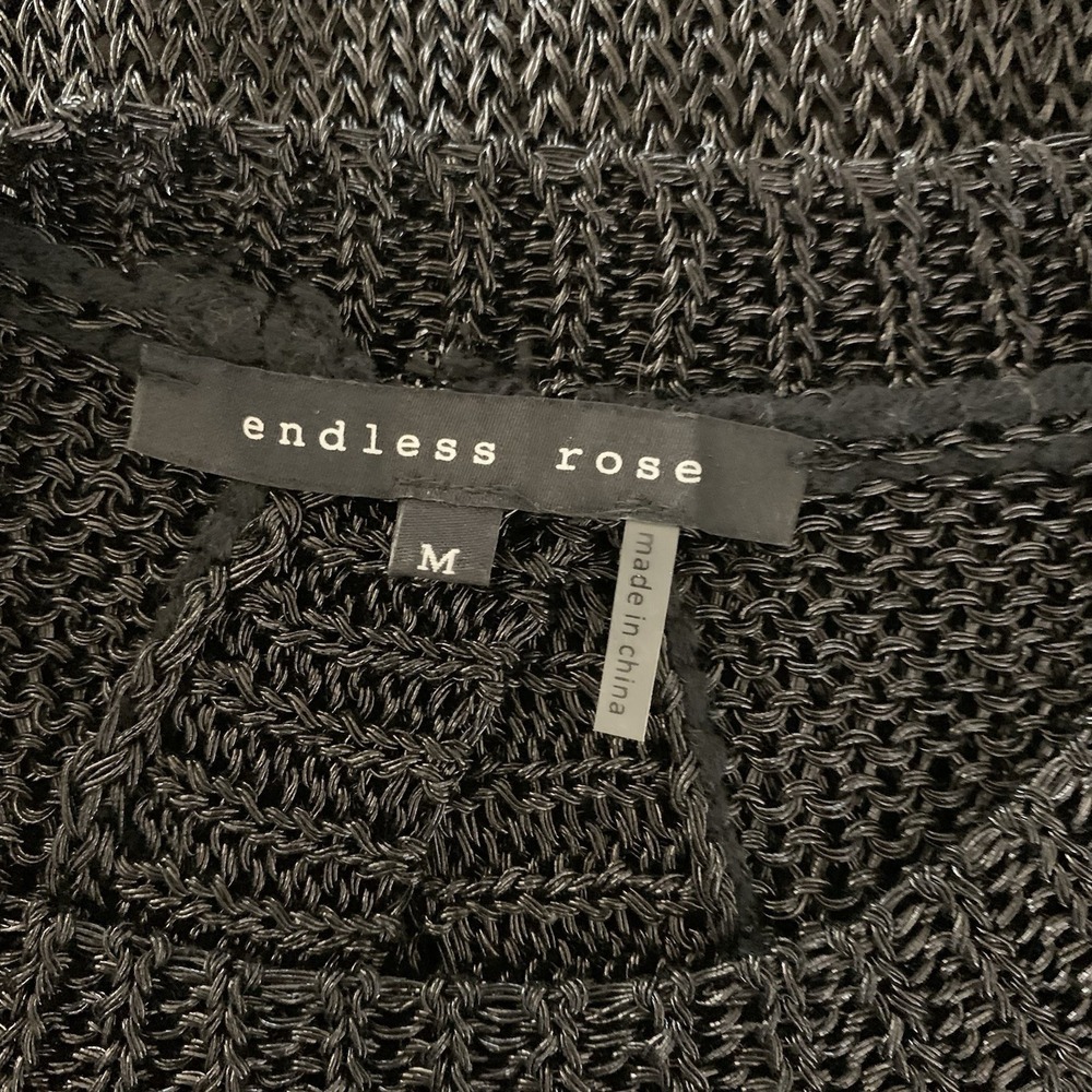 Endless Rose Sheer Mesh Knit Tunic Sleeveless Sweater Tank Black Medium - Picture 3 of 3